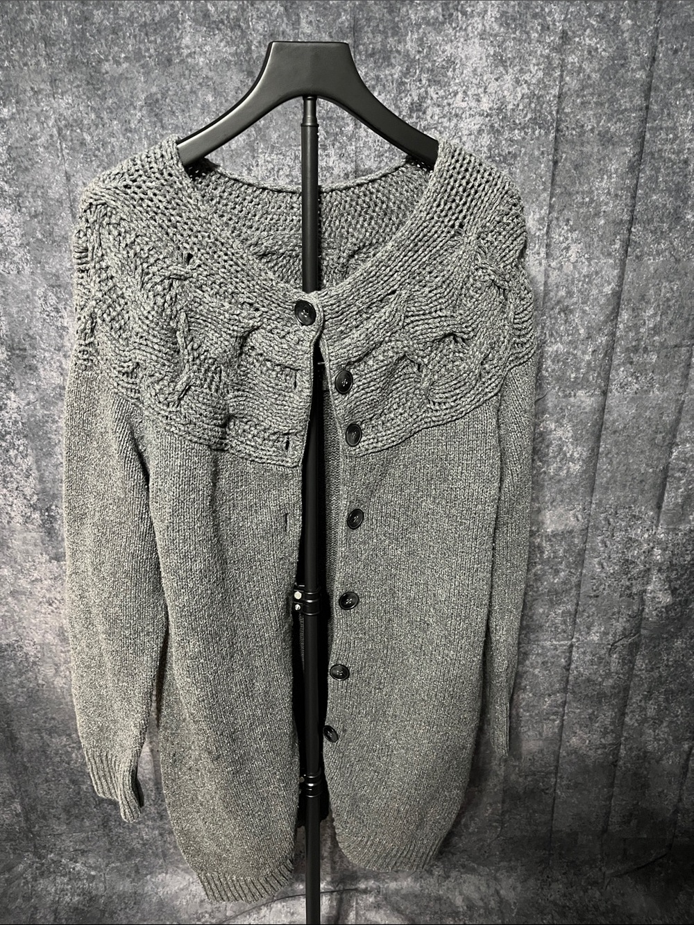 Women's knit button-up long cardigan maternity